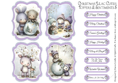 Christmas Lilac Cuties Toppers & Sentiments Kit 5