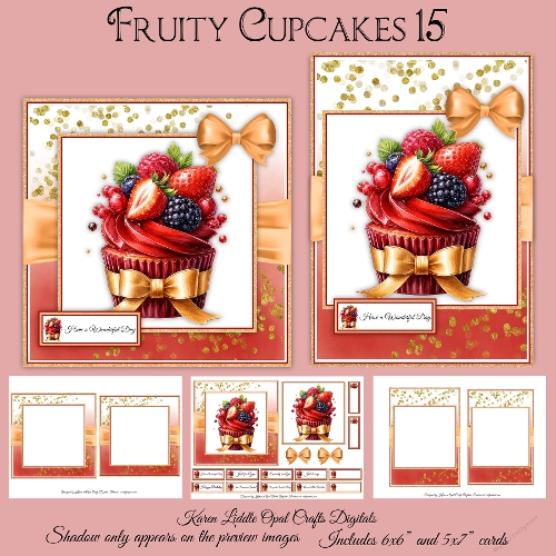 Fruity Cupcakes 15 Mini Kit 5x7 & 6x6 Cards