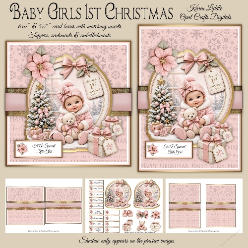 Baby Girl 1st Christmas Mini Kit 6x6 & 5x7 Cards