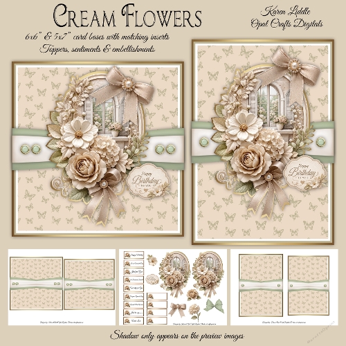 Cream Flowers1 Mini Kit 6x6 & 5x7 Cards