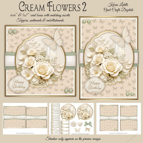 Cream Flowers 2 Mini Kit 6x6 & 5x7 Cards