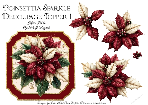Poinsettia Sparkle Decoupage 1 Topper