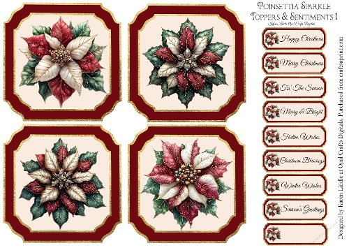Poinsettia Sparkle Toppers & Sentiments Kit 1
