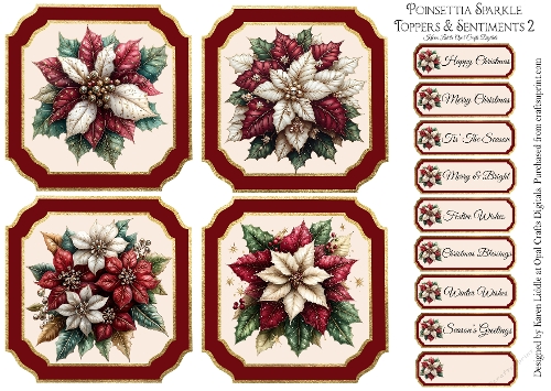 Poinsettia Sparkle Toppers & Sentiments Kit 2