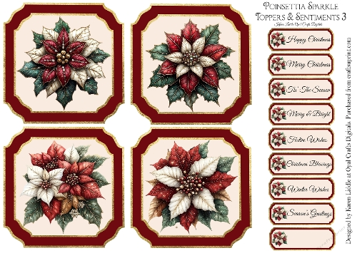 Poinsettia Sparkle Toppers & Sentiments Kit 3