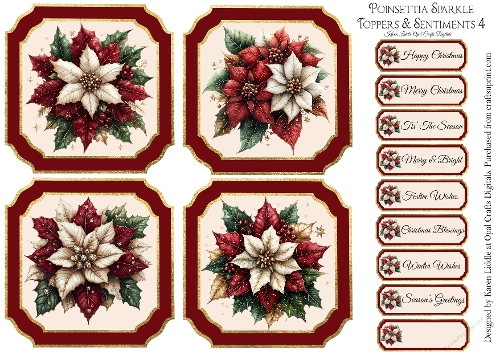 Poinsettia Sparkle Toppers & Sentiments Kit 4