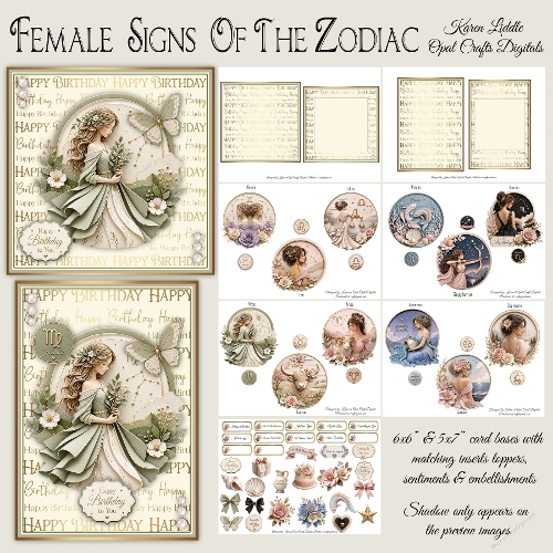 Female Signs of the Zodiac 6x6 & 5x7 cards