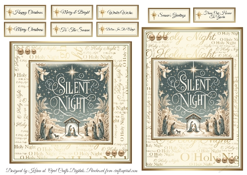 Silent Night Card Fronts & Sentiments - 6x6 & 5x7