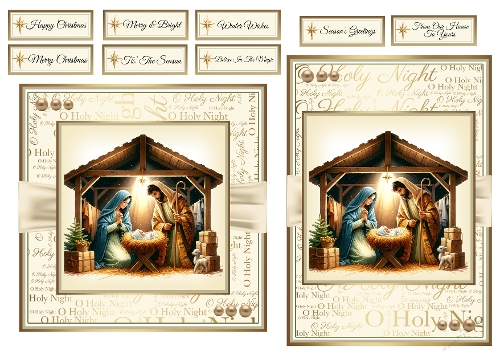 The Nativity 1 Card Fronts & Sentiments - 6x6 & 5x7