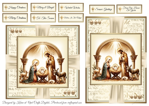 The Nativity 2 Card Fronts & Sentiments - 6x6 & 5x7