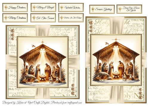 The Nativity 3 Card Fronts & Sentiments - 6x6 & 5x7