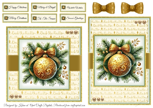 Deck the Halls 1 Card Fronts & Sentiments - 6x6 & 5x7