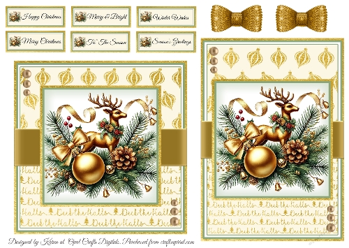 Deck the Halls 4 Card Fronts & Sentiments - 6x6 & 5x7