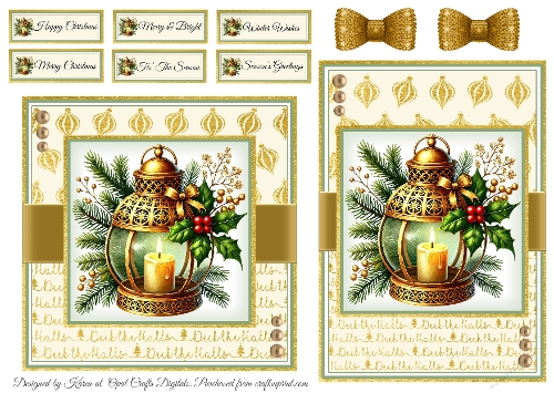 Deck the Halls 5 Card Fronts & Sentiments - 6x6 & 5x7