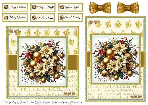Deck the Halls 6 Card Fronts & Sentiments - 6x6 & 5x7
