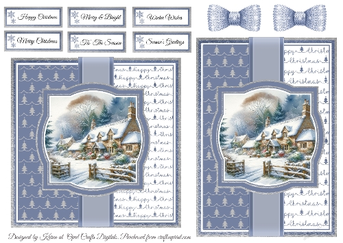 Christmas Cottage 1 Card Fronts & Sentiments - 6x6 & 5x7