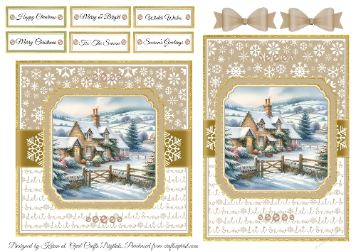 Hillside Cottage 3 Card Fronts & Sentiments - 6x6 & 5x7