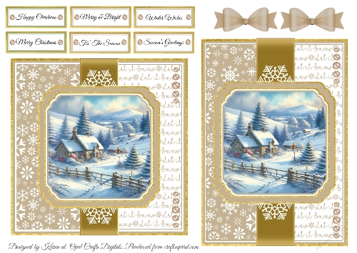 Hillside Cottage 4 Card Fronts & Sentiments - 6x6 & 5x7