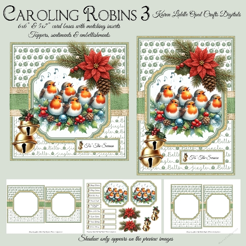 Caroling Robins 3 Mini Kit 6x6 & 5x7 Cards