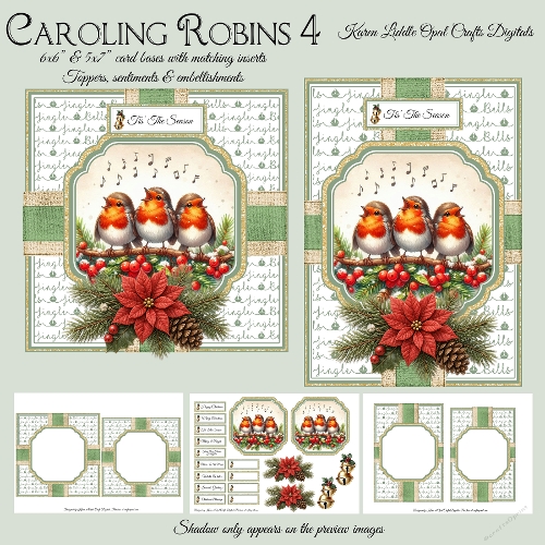 Caroling Robins 4 Mini Kit 6x6 & 5x7 Cards
