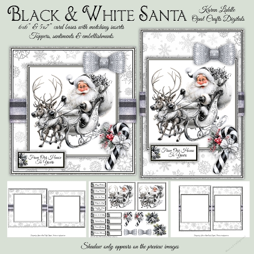 Black & White Santa Mini Kit 6x6 & 5x7 Cards