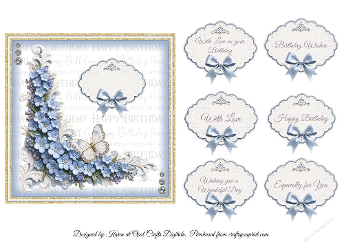 Blue Blossom One Layer Card Front Kit