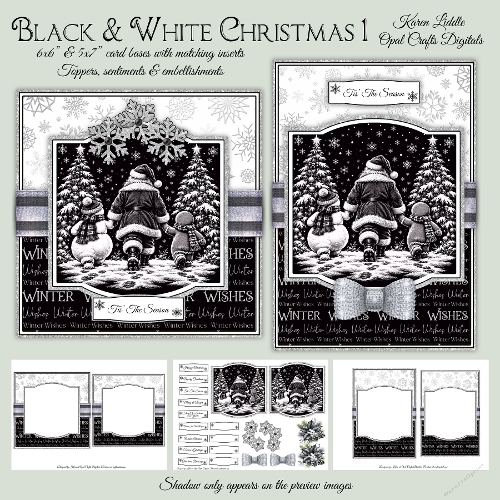 Black & White Santa Mini Kit 1 6x6 & 5x7 Cards
