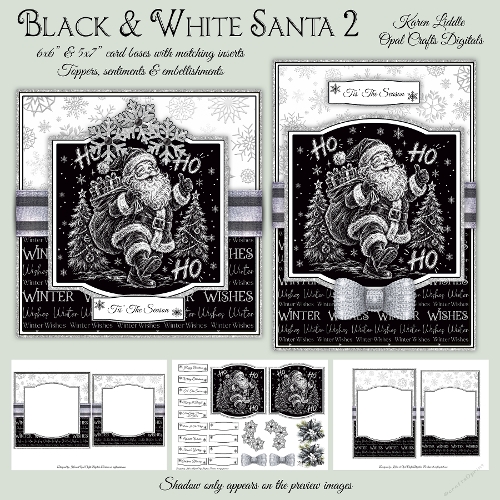 Black & White Santa Mini Kit 2 6x6 & 5x7 Cards