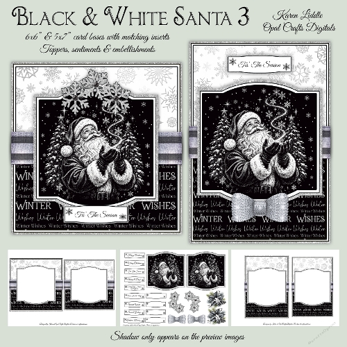 Black & White Santa Mini Kit 3 6x6 & 5x7 Cards