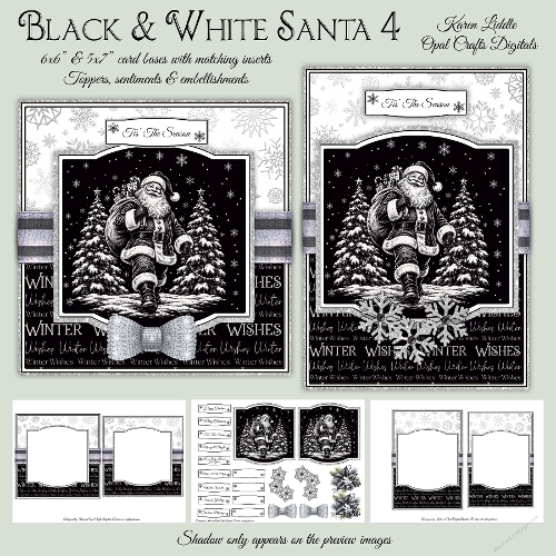 Black & White Santa Mini Kit 4 6x6 & 5x7 Cards