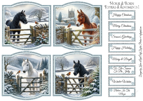 Horse & Robin Toppers & Sentiments Kit 1