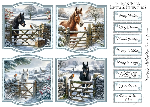 Horse & Robin Toppers & Sentiments Kit 2