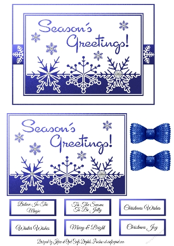 Blue Seasons Greetings Cut Out Card Base & Topper Kit