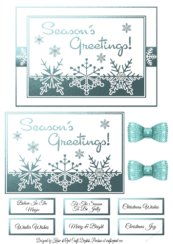 Turquoise Seasons Greetings Cut Out Card Base & Topper Kit