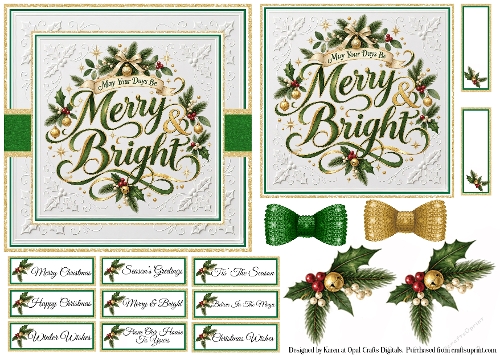 Christmas Greetings 5 Card Base & Topper Kit