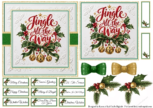 Christmas Greetings 6 Card Base & Topper Kit