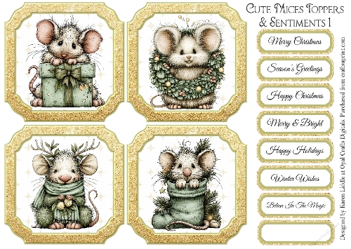 Cute Mices Toppers & Sentiments 1