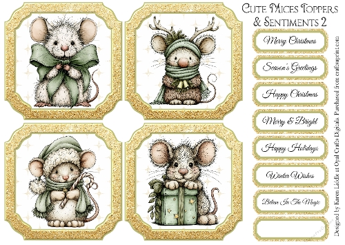 Cute Mices Toppers & Sentiments 2