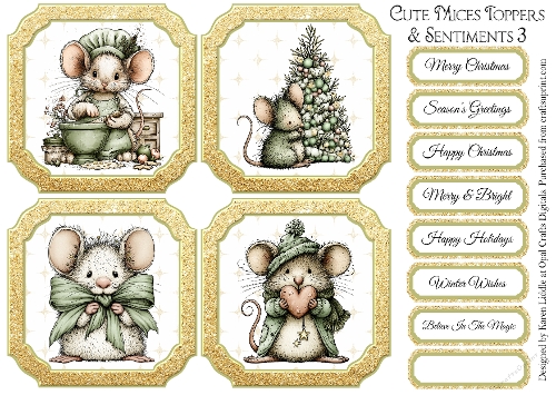 Cute Mices Toppers & Sentiments 3
