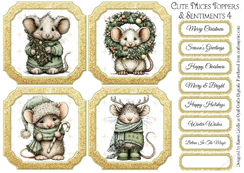 Cute Mices Toppers & Sentiments 4