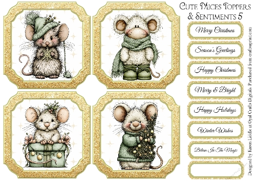 Cute Mices Toppers & Sentiments 5