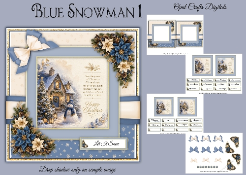 Blue Snowman 1 - 6x6 Mini Kit