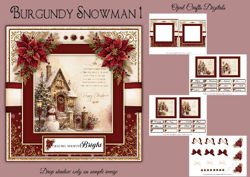 Burgundy Snowman 1 - 6x6 Mini Kit