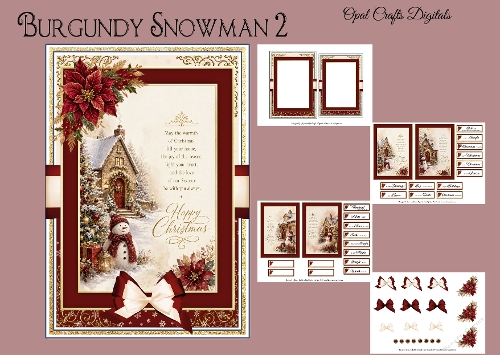 Burgundy Snowman 2 - 5x7 Mini Kit