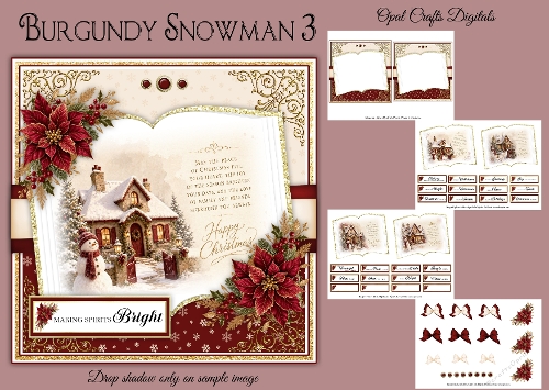 Burgundy Snowman 3 - 6x6 Mini Kit