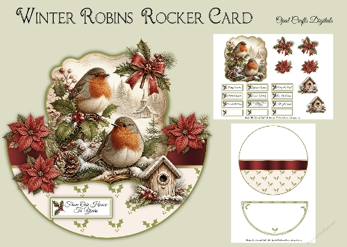 Winter Robins Rocker Card 7x7