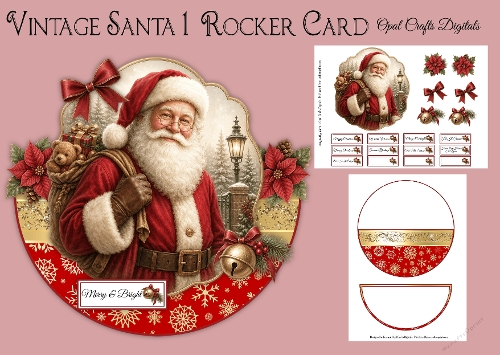 Vintage Santa 1 Rocker Card 7x7