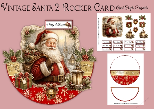 Vintage Santa 2 Rocker Card 7x7