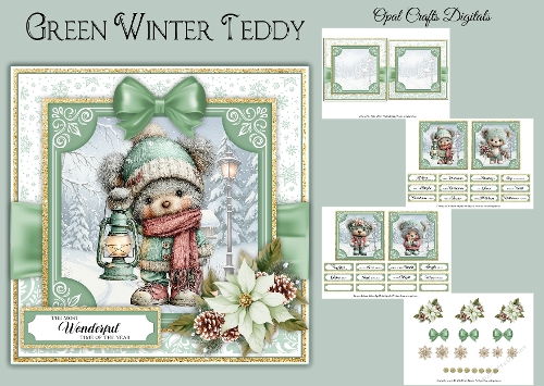 Green Winter Teddy 6x6 Mini Kit