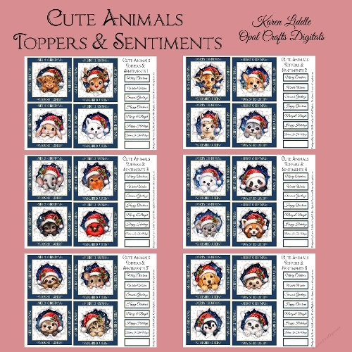 Cute Animals Toppers & Sentiments Bumper Set